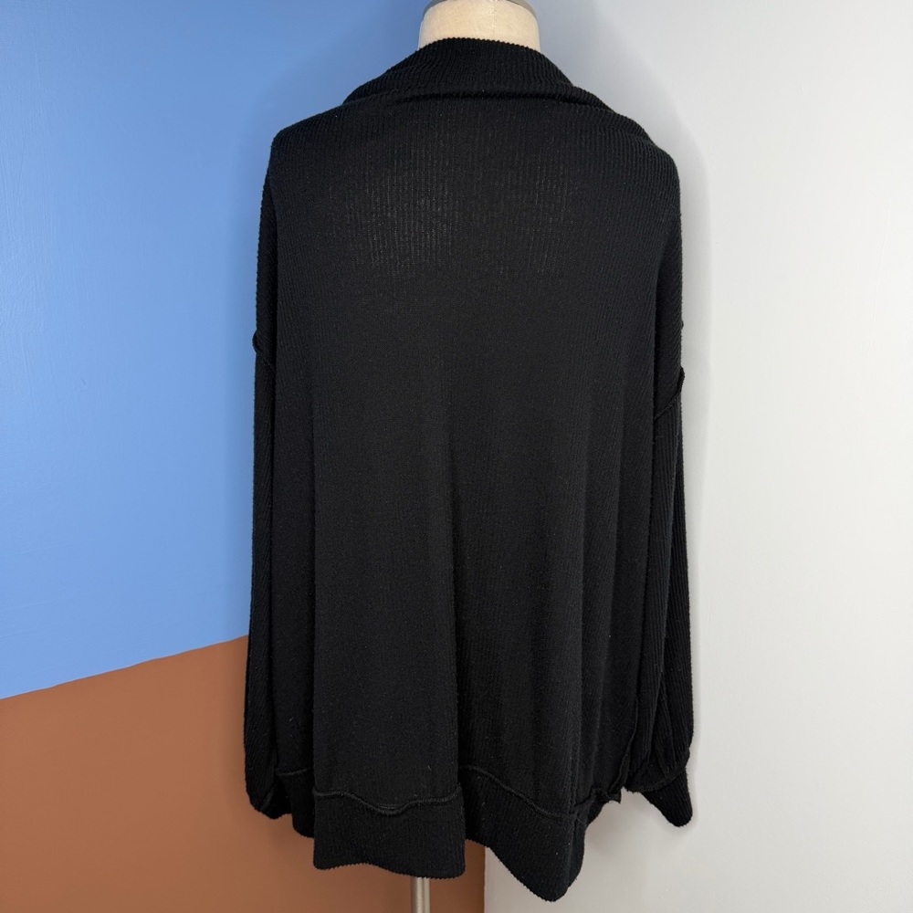 Free People We the Free Black Main Squeeze Hacci Top Size Large - Picture 5 of 9